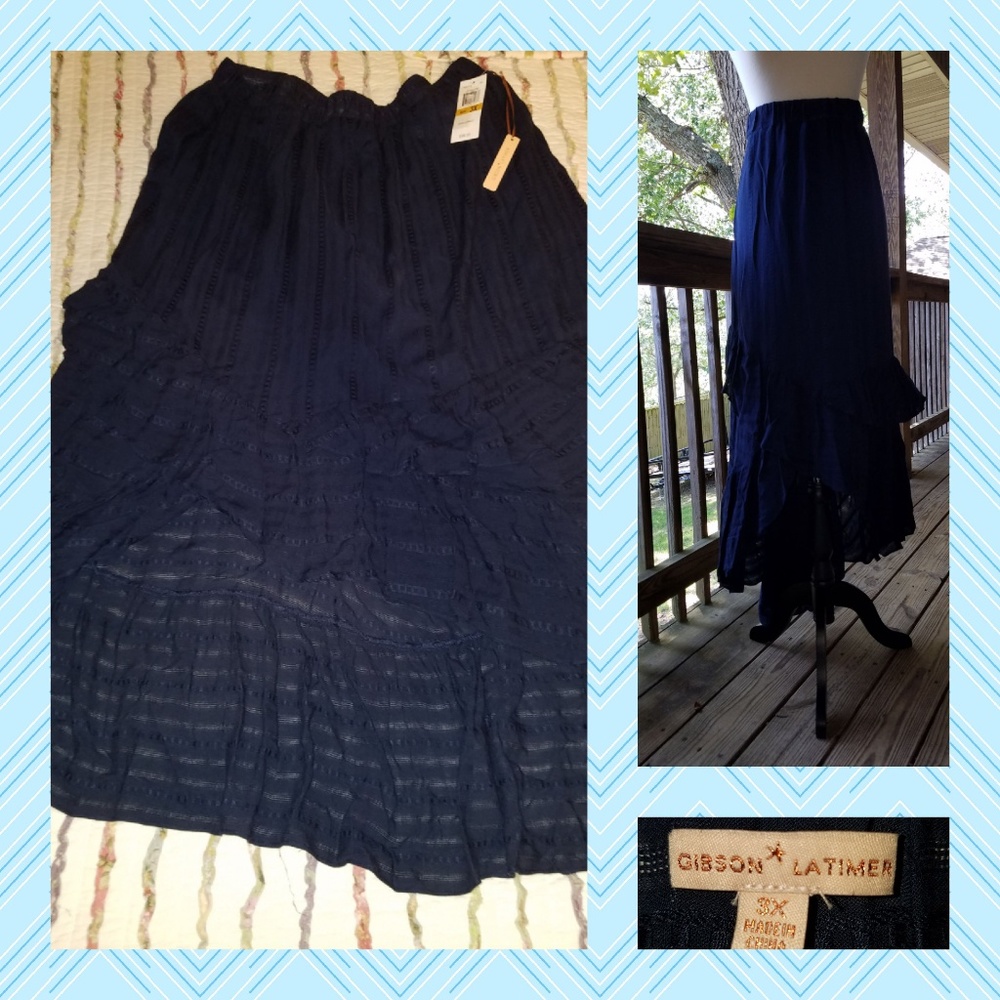 NWT Gibson Latimer Maxi Skirt Full Layered Lagenlook Style 3X